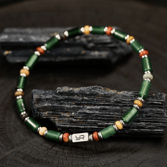 Xiuyan Jade Five-Color Bracelet(6mm)