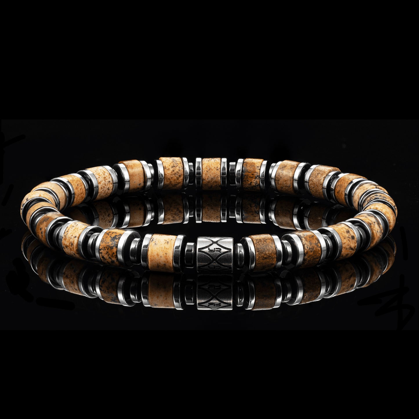 チタンスチール ピクトリアルストーンブレスレット（6mm）