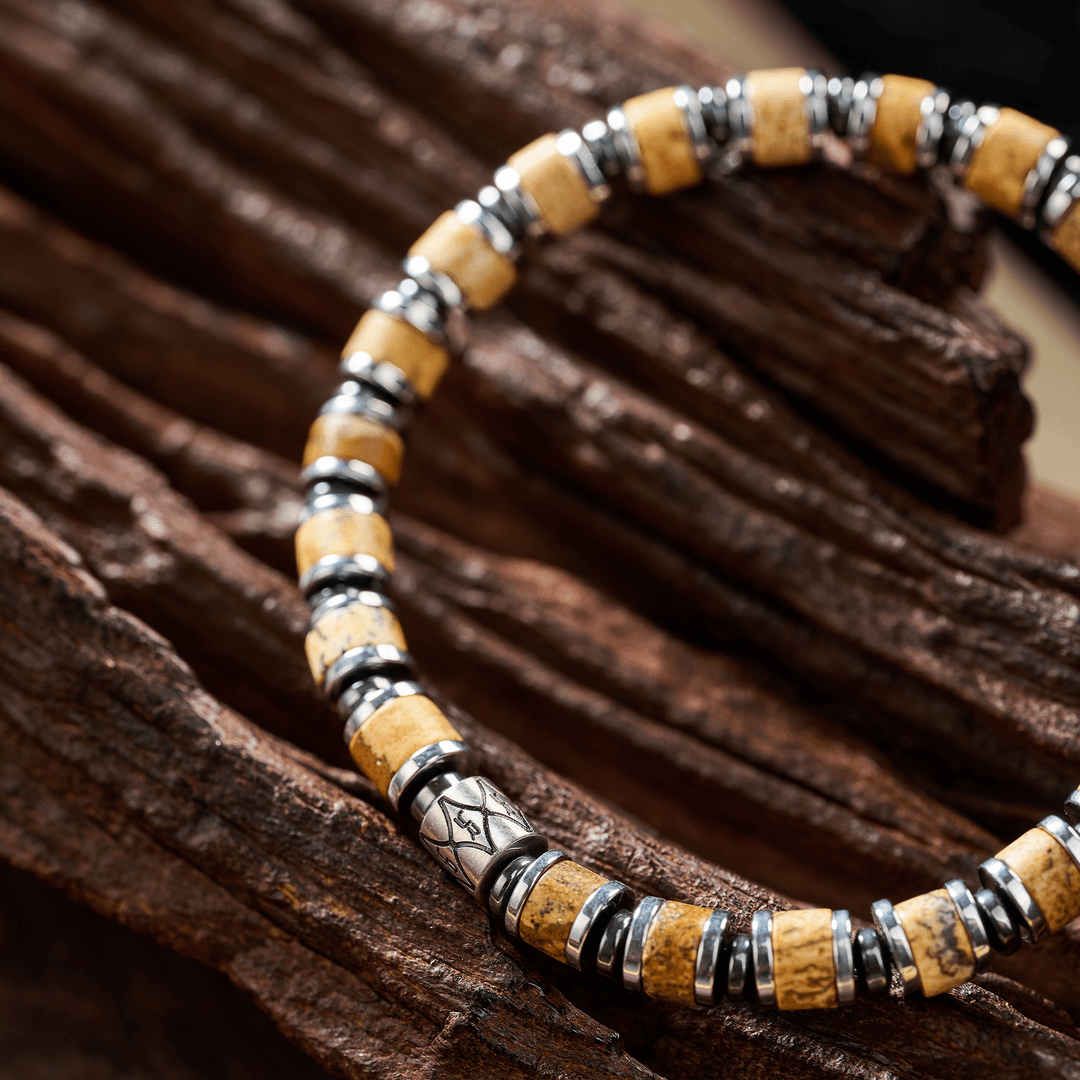 チタンスチール ピクトリアルストーンブレスレット（6mm）