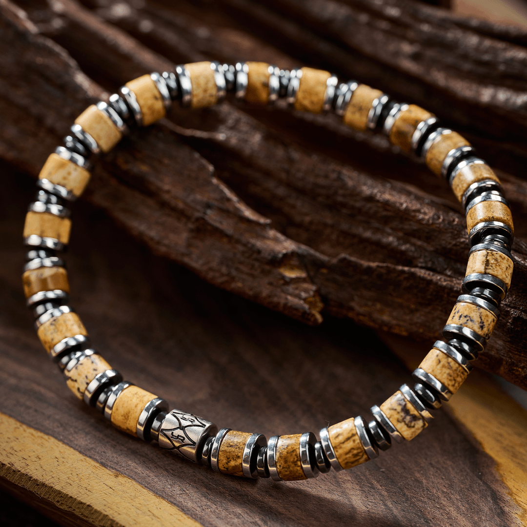 チタンスチール ピクトリアルストーンブレスレット（6mm）