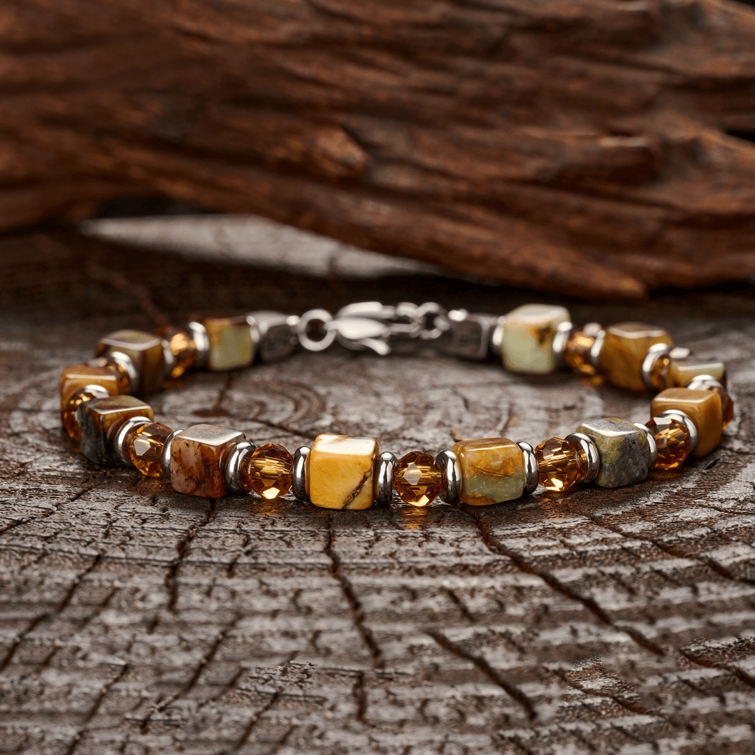 Xiuyan Jade Square Bracelet（6mm）